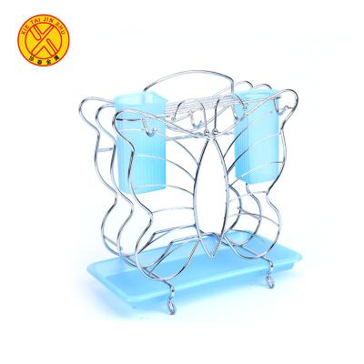 China Fancy Butterfly High Quality Convenient Viable Design Blue Shape Kitchen Plastic And Steel Chopsticks Rack for sale