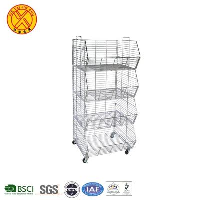 China Sustainable Factory Supply Steel Wire Mesh Storage 4 Spinner Wheels Supermarket Cage for sale