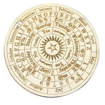 China Customized Wooden Round Pendulum Star Board Divination Dowsing Metaphysical Message Table For Witchcraft Wiccan Altar Supplies for sale