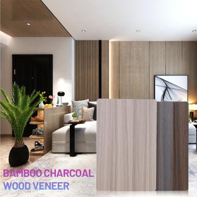 China Bamboo Charcoal Wood Veneer PVC Wall Panel Wood Grain 1220*2440mm Wall Board for sale