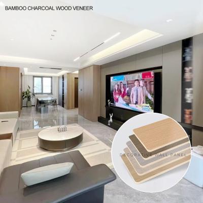 China Bamboo Charcoal Wood Veneer PVC Wall Panel Suitable For Home And Hotel Decoration for sale