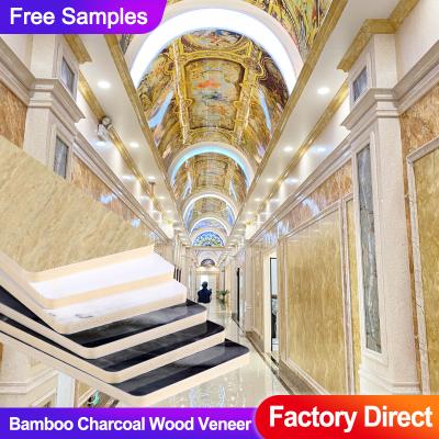 China Bamboo Charcoal Wood Veneer Marble Sheet Indoor TV Background Decorative Panel for sale