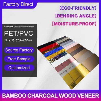 China Bamboo Charcoal Wood Veneer New Design 1220*2440*5/8mm Flame Retardant Bamboo Charcoal Wood Eco-Friendly Easy Installing Decorative Wall Panels For Home And Hotel for sale