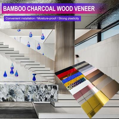 China Bamboo Charcoal Wood Veneer Hot Selling 1220*2440*5/8mm Flame Retardant Bamboo Charcoal Wood Eco-Friendly Bamboo Charcoal Wood Metal Board For Home And Hotel Decoration for sale