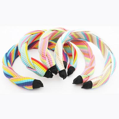 China Friendly Material Customized Design Newborn Baby Flower Hair Band Women Cloth Headband Fabric Folded  Hair Bands For Kid for sale