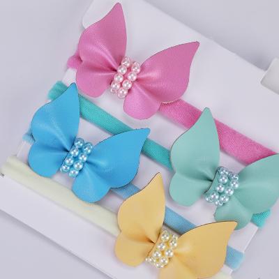 China Headband Wholesale Cute Solid Color  With Bow Temperament Daily Wear Pearl Hair Bands For Girls for sale