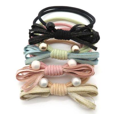 China Headband Wholesale Temperament Fashion Pearl Bow Children Hair Ties Christmas Hair Scrunchies For Girls for sale