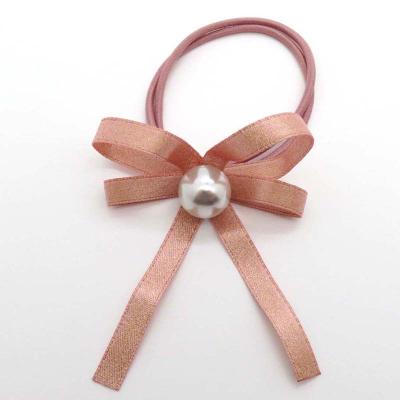 China Headband Wholesale American Style Hair Ties For Women Children Pearl Bow Hair Scrunchies For Girls for sale