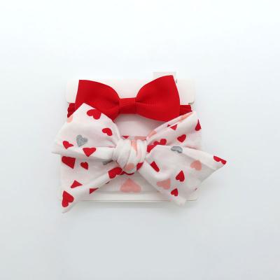 China Other Red White Wave Points Hair Accessories Set Multicoloured Children Bow Hair Band Cute Hairbands for sale