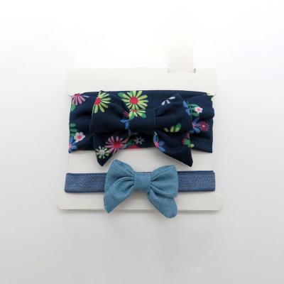 China Other Blue Black Flower Point Hair Ties Butterfly Knot Girls Baby Colorful Hair Accessories Set Soft Hairbands for sale