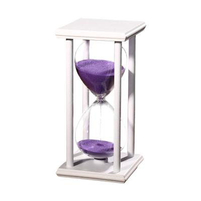 China Handmade Creative Gifts 45/60 Modern Wooden Glass Clock Hourglass Timer Kitchen School Decorative Colorful Sand Timer for sale