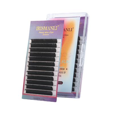 China IRISMANLI 0.15 mm C/D Double Edge Double Curl Long Fiber Lash Private Label Lashes Soft Lashes Natural Premium Matte Flat Eyelash Extensions for sale