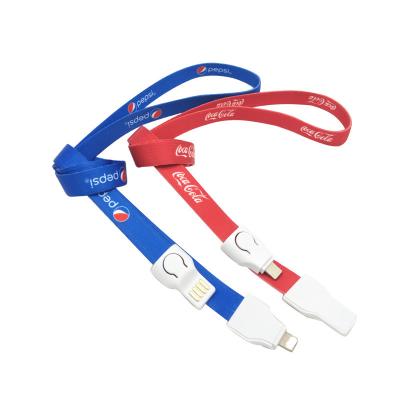 China Promotional Gift 3.3ft Logo Customized Nylon Lanyard Usb Charger Cable Made in China for sale