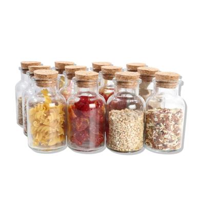 China 150ml Clear Glass Bottle Microwavable Jar With Cork Lid Reusable Glass Spice Jars Glass Storage Containers for sale