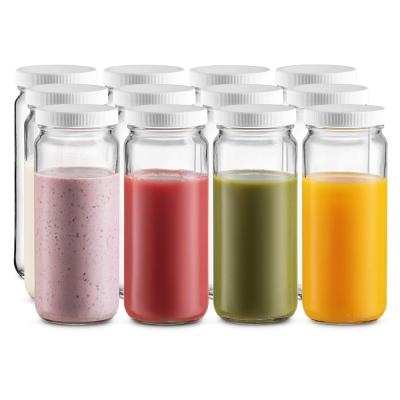 China Microwavable Travel Bottle Glass Drinking Jar 16 Ounce Reusable Glass Water Bottle Plastic Airtight Lids for sale