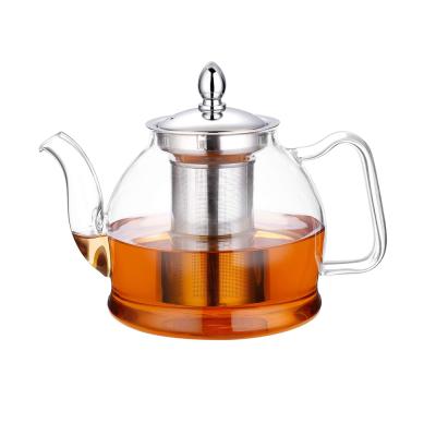 China Sustainable Removable Infuser Stovetop Tea Kettle Safe Blooming And Movable Glass Tea Maker Leaves 1000ml Teapot for sale