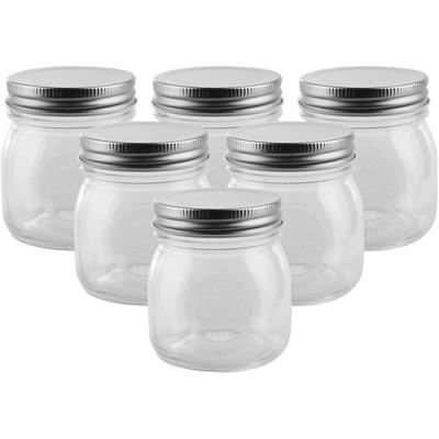 China 4 oz 8oz 10oz 16oz Sustainable Glass Mason Jar With Metal Lid Wide Mouth Mason Jar for sale