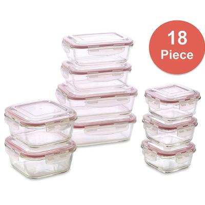 China Heatable Cover Borosilicate Meal Prep Storage Glass Food Container / Lunch Box for sale