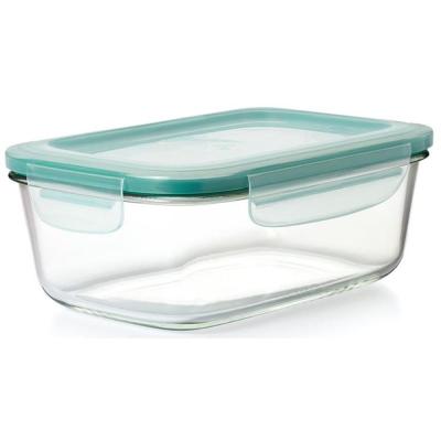 China Good Viable Handles 8 Cup Smart Seal Rectangle Leakproof Glass Food Storage Container for sale