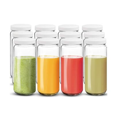 China Microwavable Juicing Glass Bottles Jars 16 Ounce Reusable Glass Water Bottles Travel Drinking Bottles for sale