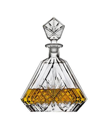 China Microwavable 750ml Whiskey Decanter For Liquor Bourbon Or Wine Cut Triangular Glass Wine Bottle for sale