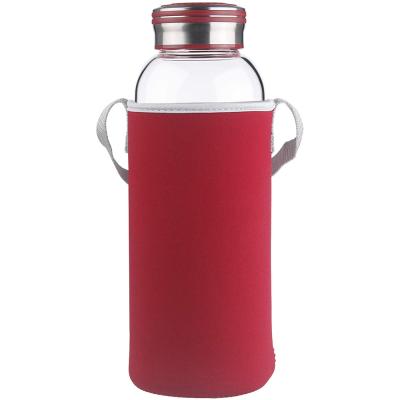 China Large Sustainable Glass Water Bottle With Neoprene Sleeve 48 Oz for sale