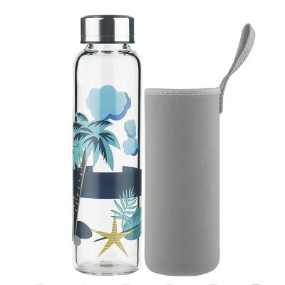 China Factory Direct Wholesale Unbreakable Wide Mouth 20OZ 32OZ Glass Water Bottle Viable With Neoprene Sleeve for sale