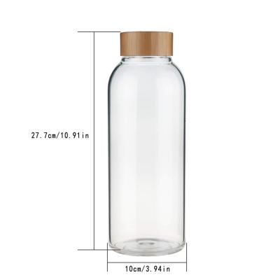 China Sustainable 18oz Sports High Borosilicate Glass Water Bottle With Bamboo Lid With Neoprene Sleeve for sale