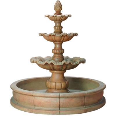 China Contemporary Garden Ornaments Handmade Modern European Marble Stone Park Pool Cutout Water Flow Fountain Sculpture Yard Decoration For Sale for sale