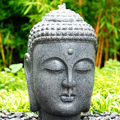 China Contemporary Outdoor Buddha Head Water Fountain Hand Carving Rock Landscape Waterfall Feature Statue Art Design Decor And Electric Stone Pump for sale