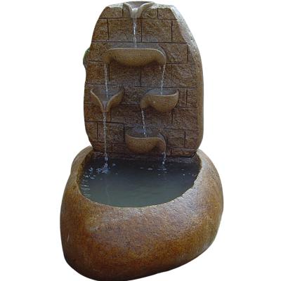 China Contemporary Hand Crafted Natural Polished Indoor Tabletop Small Rock Cobblestone 3 Tiers Bowl Water Fountain For Balcony Patio Home Decor for sale