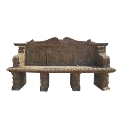 China Outdoor Patio Bench Antique French Style Granite Carved Bench Chair for sale