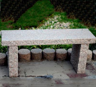 China Contemporary Handcrafted Granite Stone Polished Outdoor Horticultural Slab Bench Pink Natural Stool Legs For Garden Yard Patio Decor for sale