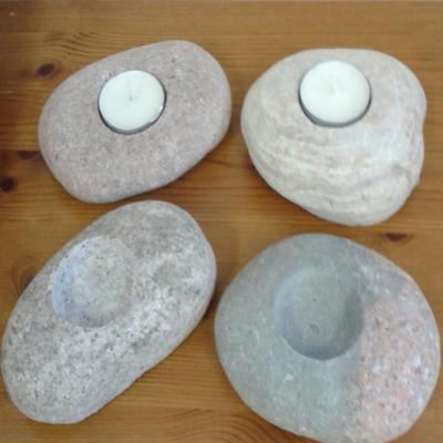 China Home Decoration Wholesale Cheap Outdoor Natural Stone Candle Holder Tea Light Small for sale