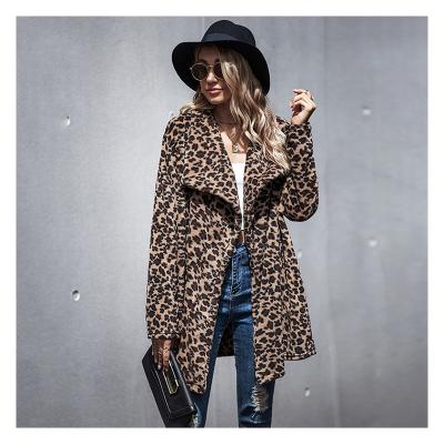 China Breathable Autumn Winter Mid-Length Winter Plus Size Coated Faux Fur Leopard Print Coat For Woman for sale