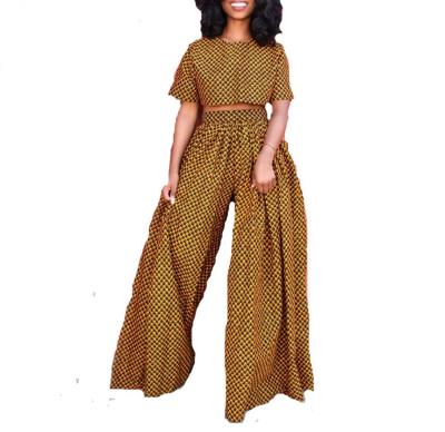 China New Viable African Ladies Clothes Dashiki Print Trousers Wide Legs Female Bazin Ankara Pants for sale