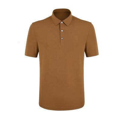 China Anti-Wrinkle Craft Custom Made Seamless Collar Shirt Classy Luxury Nylon T-shirt Breathable And Comfortable Men's Golf Solid Color Polo Shirt for sale