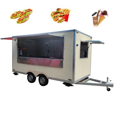 China Vegetable processing factory mobile fast food truck 7.5ft dining car food trailer for Europe vendors hot dog ice cream food trucks for sale