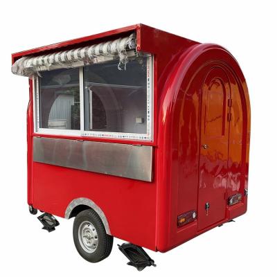 China High Quality Round Vegetable Processing Factory Food Trailers Food Truck Black Barbecue Food Trailer for sale