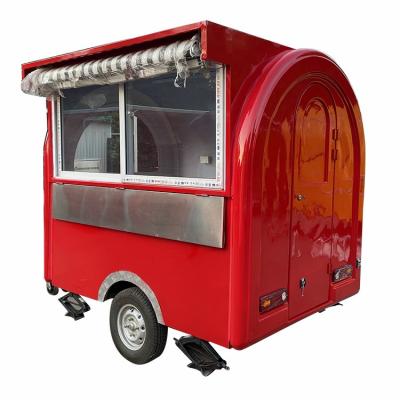 China Vegetable Processing Factory Good Price 4 Wheels Mobile Food Cart Truck Round Type Catering Food Trailer for sale