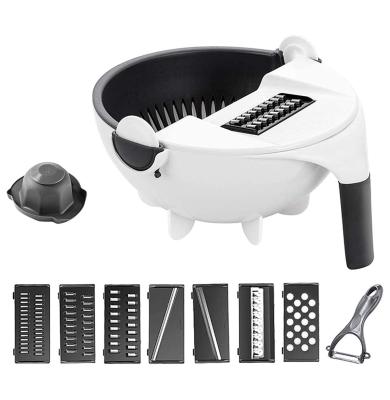 China Viable Chopper Veggie Shredder Grater Portable Vegetable Slicer 11 In 1 Multifunctional Magic Rotate Vegetable Cutter With Drain Basket for sale