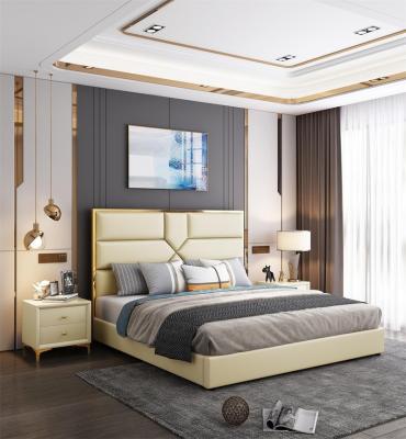 China Modern Design European Leather Home Bed Bed King Queen Size Bedroom High Storage Style Back Panel for sale