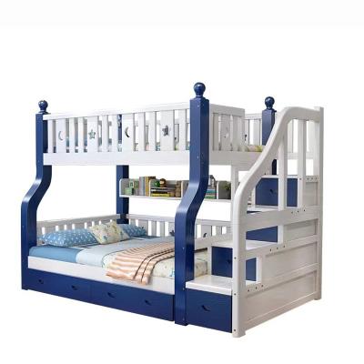 China Contemporary Hot Popular Kids Bunk Bed Frame Twin Design Solid Wood Colorful Baby Cribs Kids Beds With Silde for sale