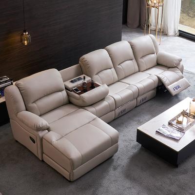 China (Other) Adjustable Sectional Electric Leather Recliner Sofa Set Recliner Sofa Set with Cup Holder for Living Room for sale