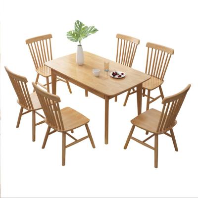 China (Other) Low Price Adjustable Accept Customized Solid Wood Dining Table With 6 Chairs Popular Design for sale