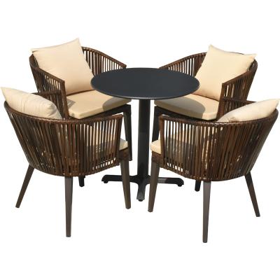 China Contemporary Cheap Price Outdoor Garden Table Chairs Furniture Metal Frame Coffee Table With Rattan Chairs for sale