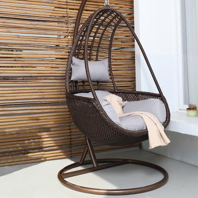 China New Contemporary Style Garden Chair Outdoor Hanging Egg Swivel Rattan Design Popular Adult Chair With Stand for sale