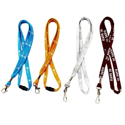 China Tubular Logo Hollow Polyester Lanyards Woven Lanyards Silk Screen Polyester Lanyards for sale