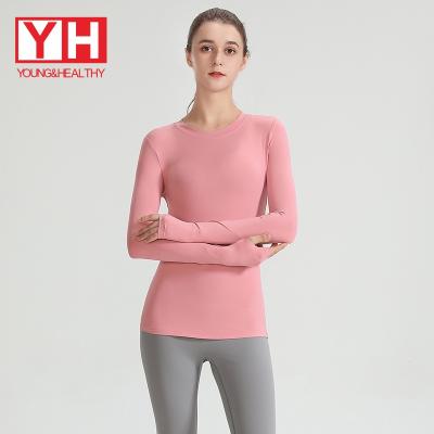 China YH Breathable Sporting Logo Fitness Women Workout Yoga Crop Top Custom Loose Top Quality Summer Running for sale