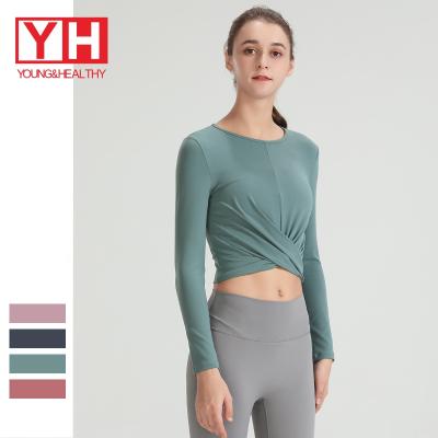 China New Arrival Custom Activewear Popular Fitness Breathable Long Sleeve Crop Yoga Tank Top for sale